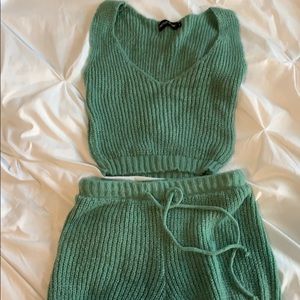 Sage green two piece lounge set.